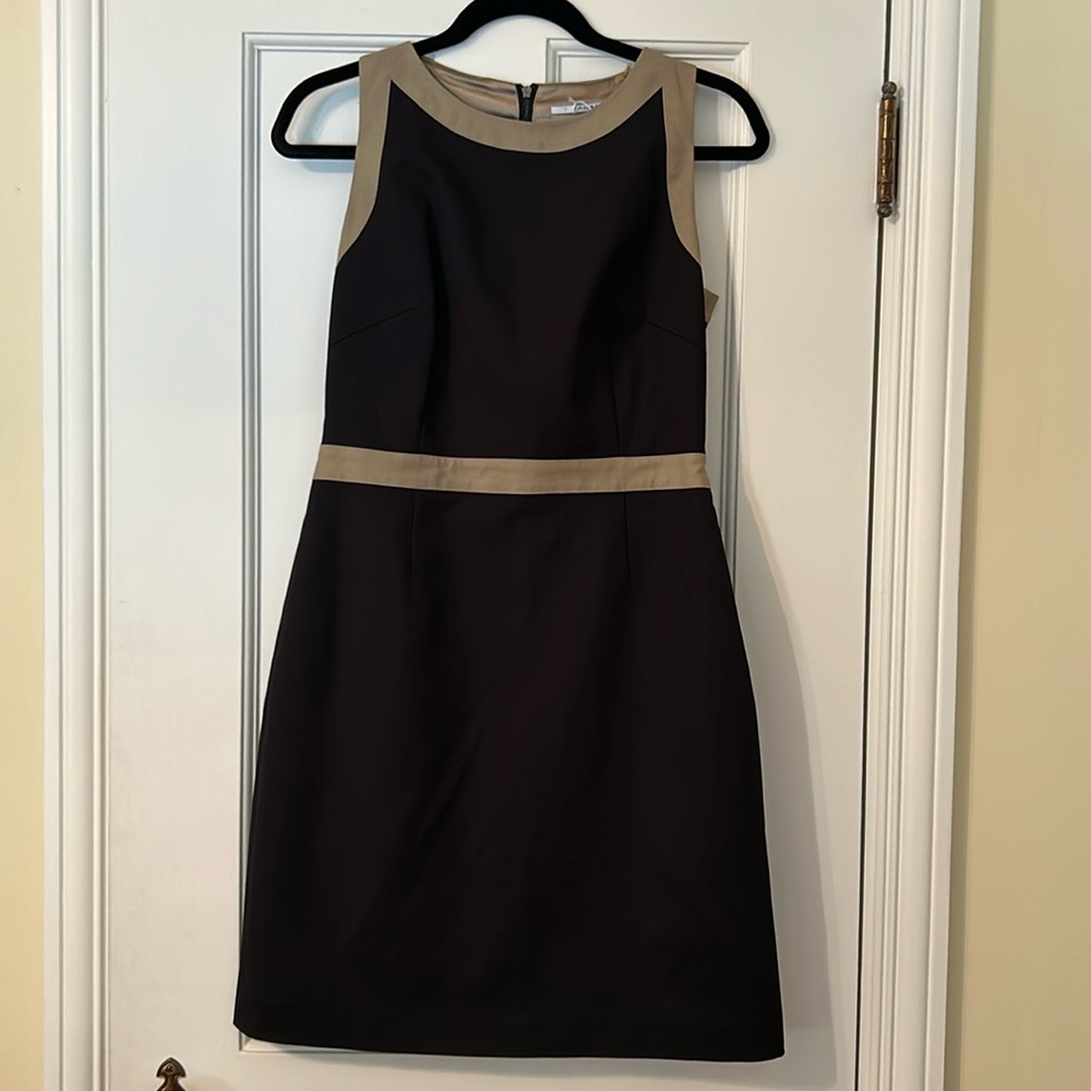 Tahari Black dress with Tan trim. New without tags